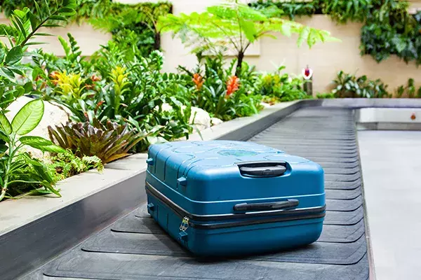 Suitcases on a carousel