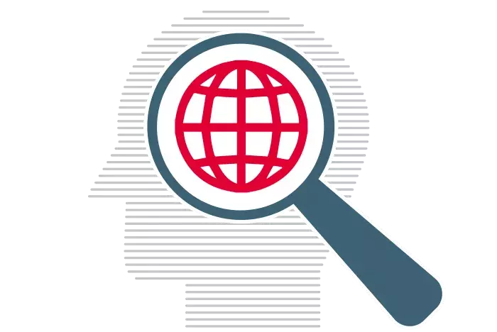 Globe illustration with lines of communication forming world map